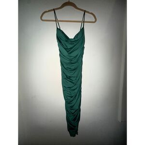 green emerald velvet dress Iridescent Plunge Maxi Dress Olive Green main image 1